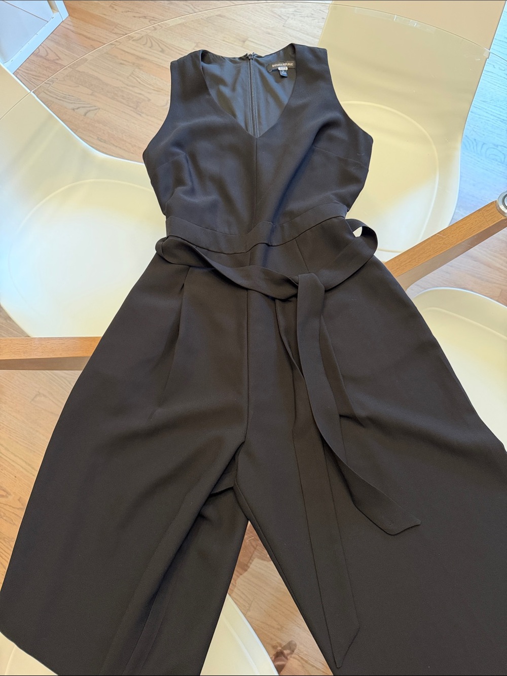 Banana Republic Black Sleeveless Wide-Leg Jumpsuit with Waist Tie